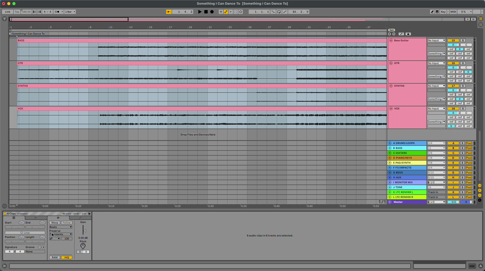 Warping all stems before an edit.