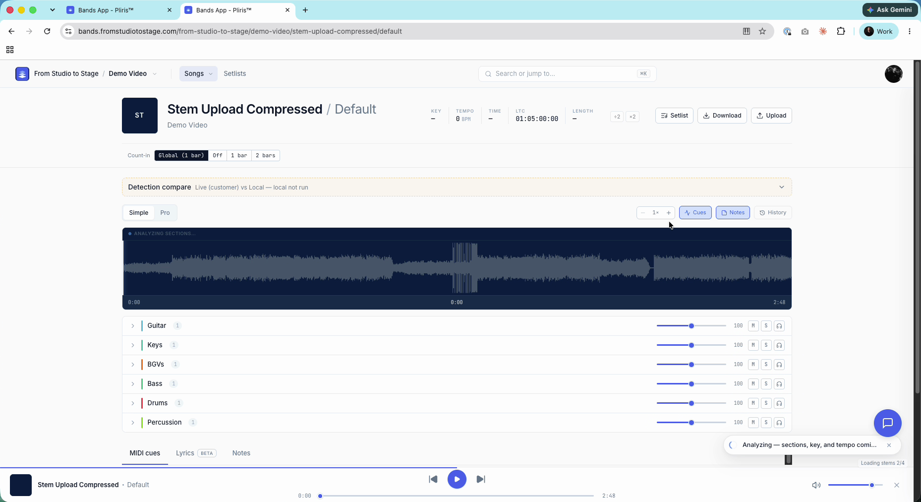 The finished song with its stems loaded.