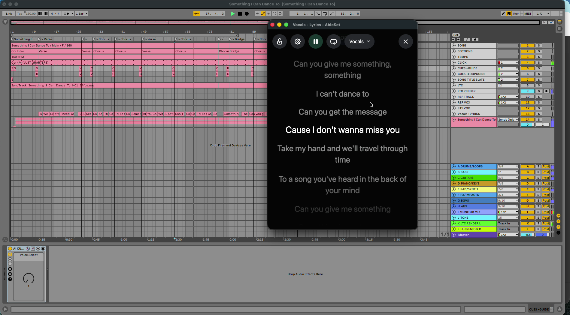 AbleSet lyrics from the exported lyrics track.