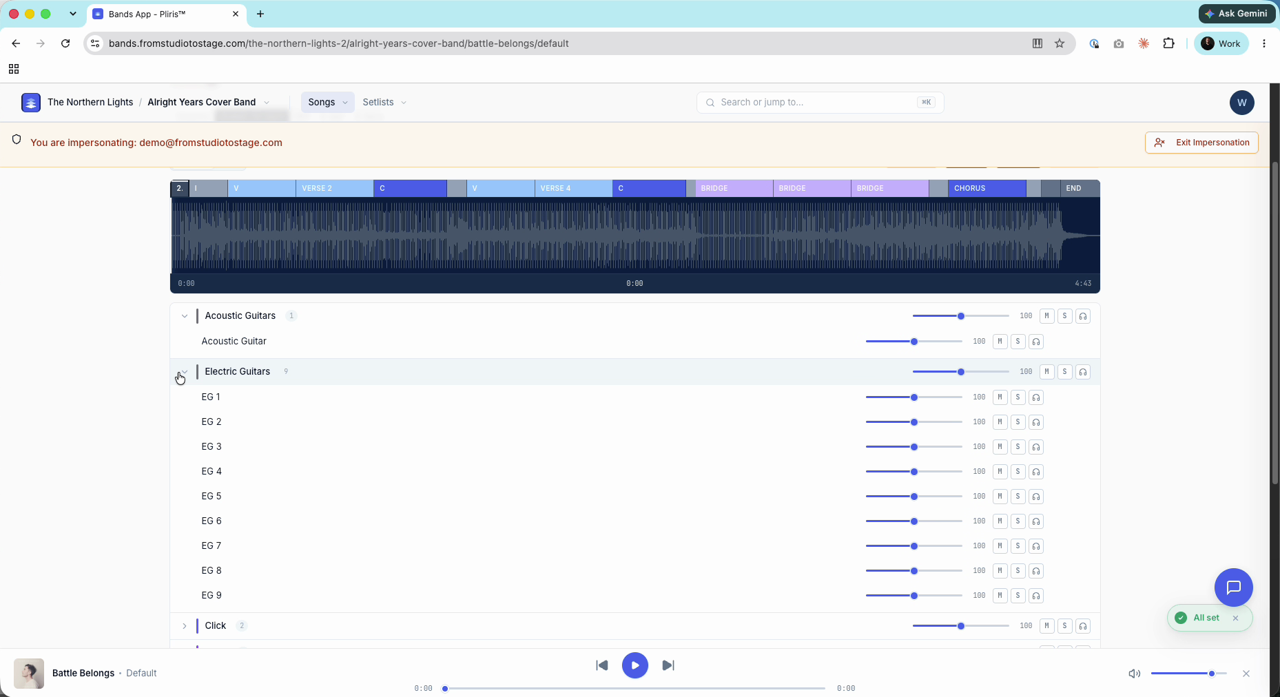 Acoustic Guitars and Electric Guitars on the song page.