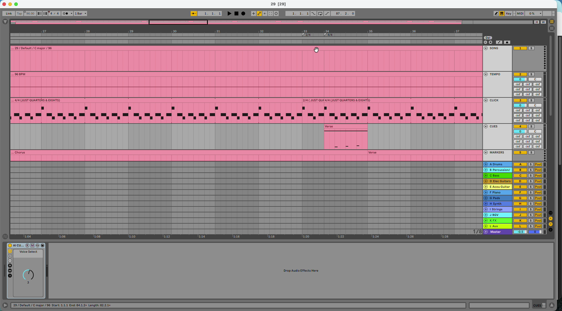 The 2/4 bar in the exported Ableton set.